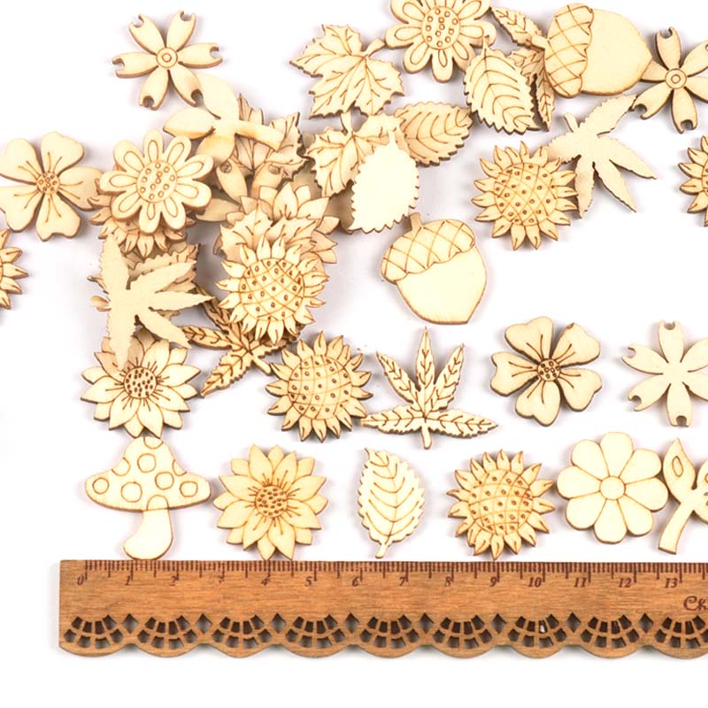 30Pcs 25-30mm Wood DIY Accesso - Embellish Craft ulasan dan harga