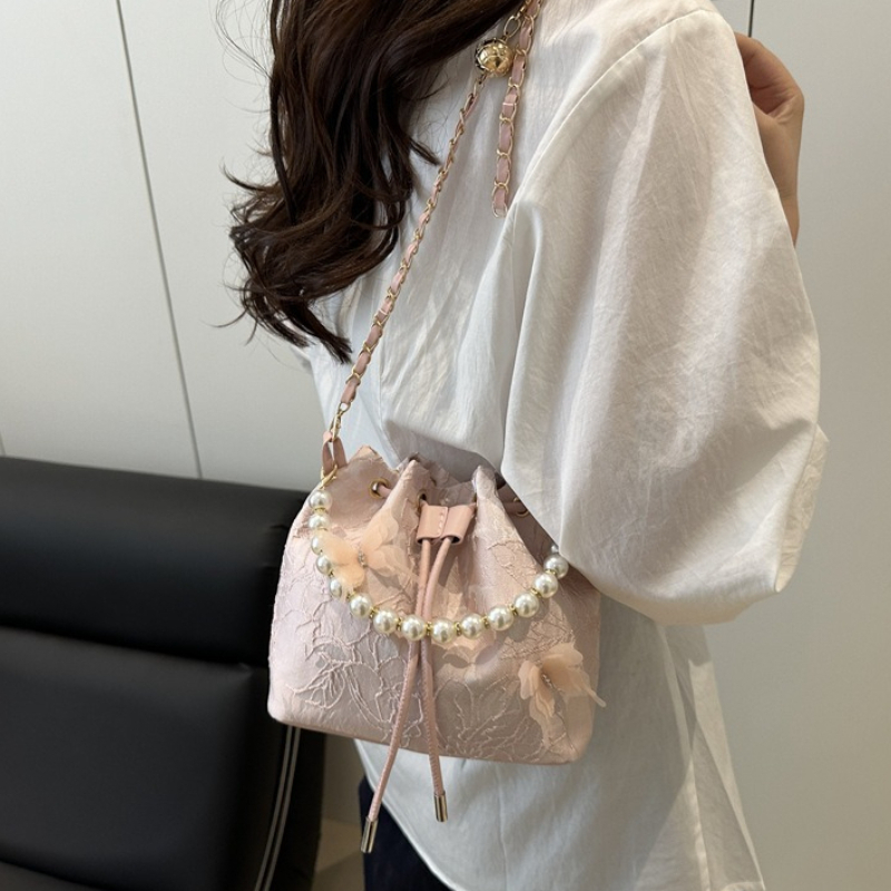 Elegant Lace Drawstring Handba - Beaded Trim Fringe ulasan dan harga