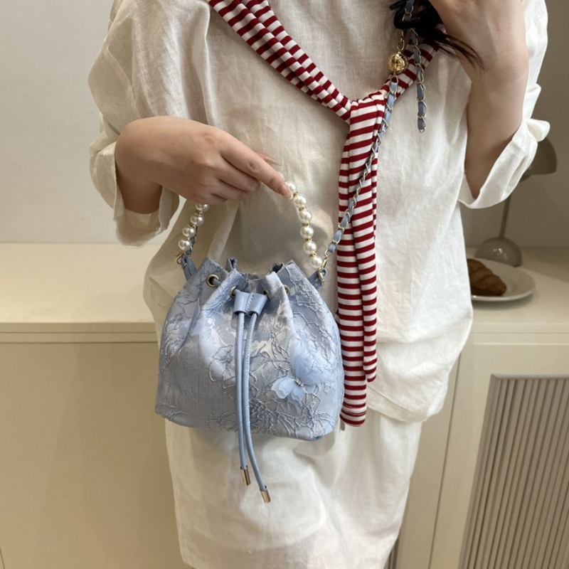Elegant Lace Drawstring Handba - Beaded Trim Fringe ulasan dan harga