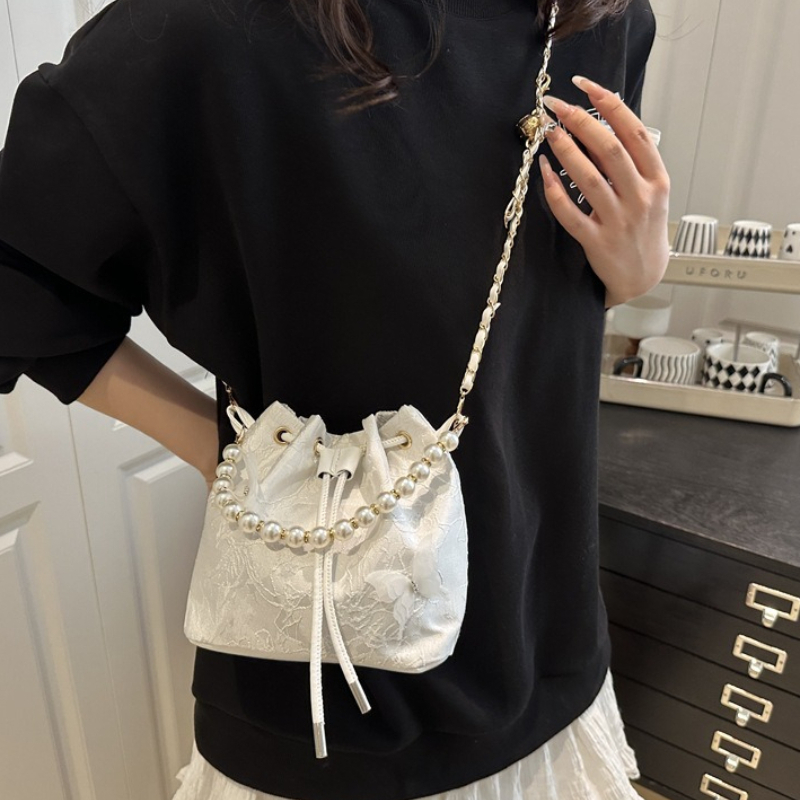 Elegant Lace Drawstring Handba - Beaded Trim Fringe ulasan dan harga