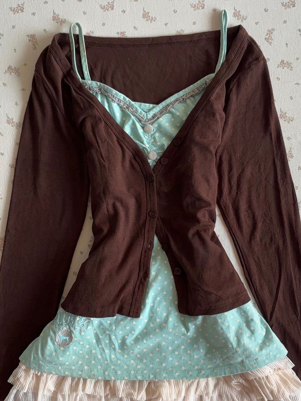 Vintage Y2K Coquette Camisole  - Elastic Lace Trim ulasan dan harga