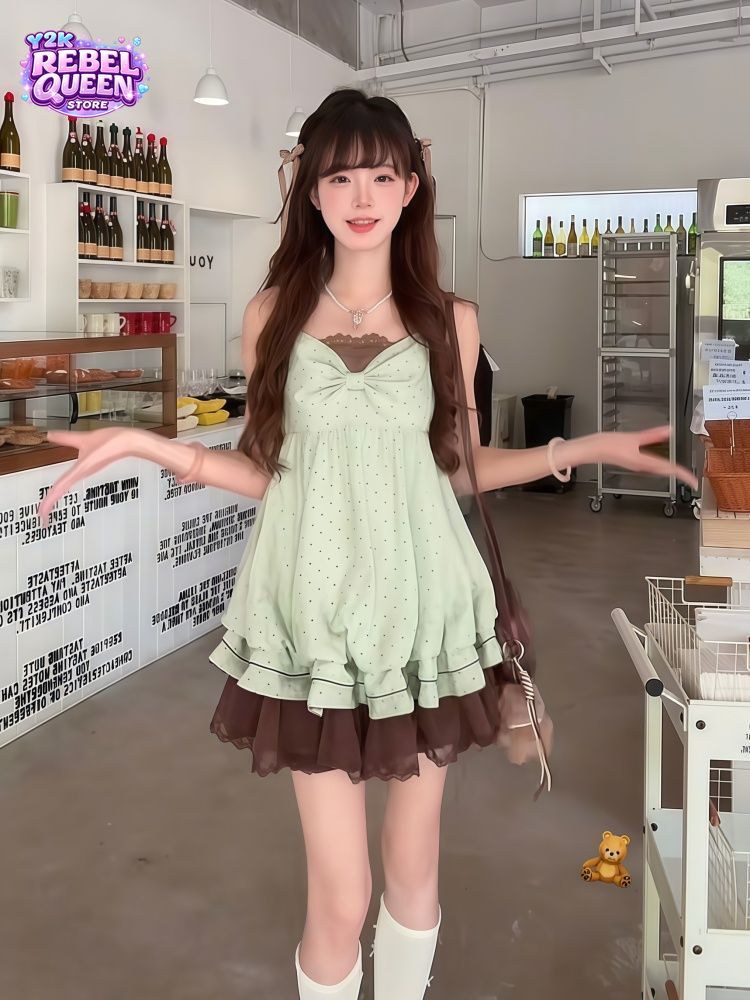 Coquette Sweet Korean Polka Do - Elastic Lace Trim ulasan dan harga